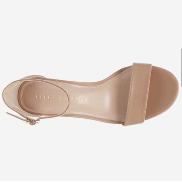 KELLY & KATIE • Warm Taupe Tan Baby Lambskin Himesta Wedge Sandal Heel - Picture 7 of 10